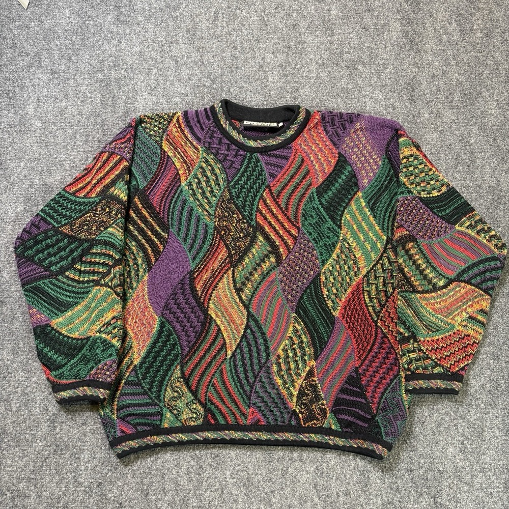 Vintage Tundra Canada Bachrach Sweater Mens XL Multicolor Pullover Geometric